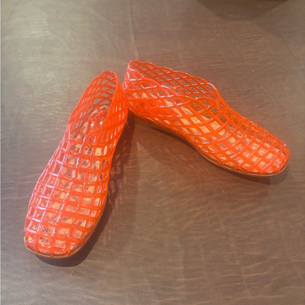 NWT-Red Mesh Jelly Flat Loafers